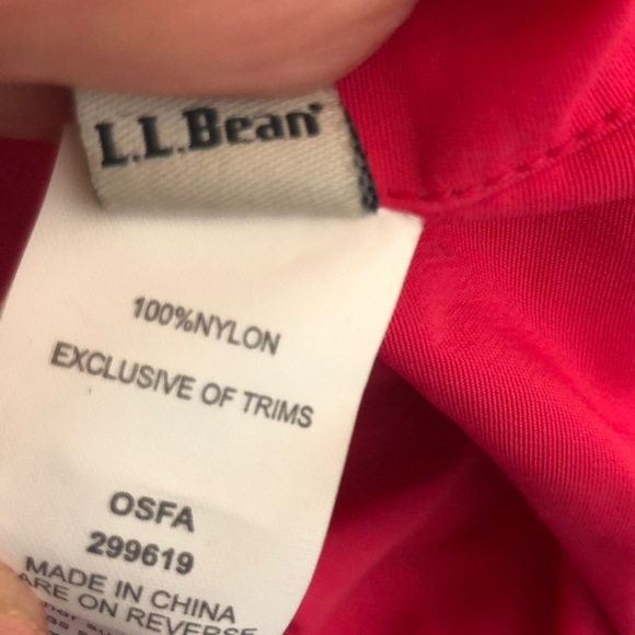 LL Bean Pink Nylon Bucket Sun hat white stripe adjustable - Picture 6 of 8